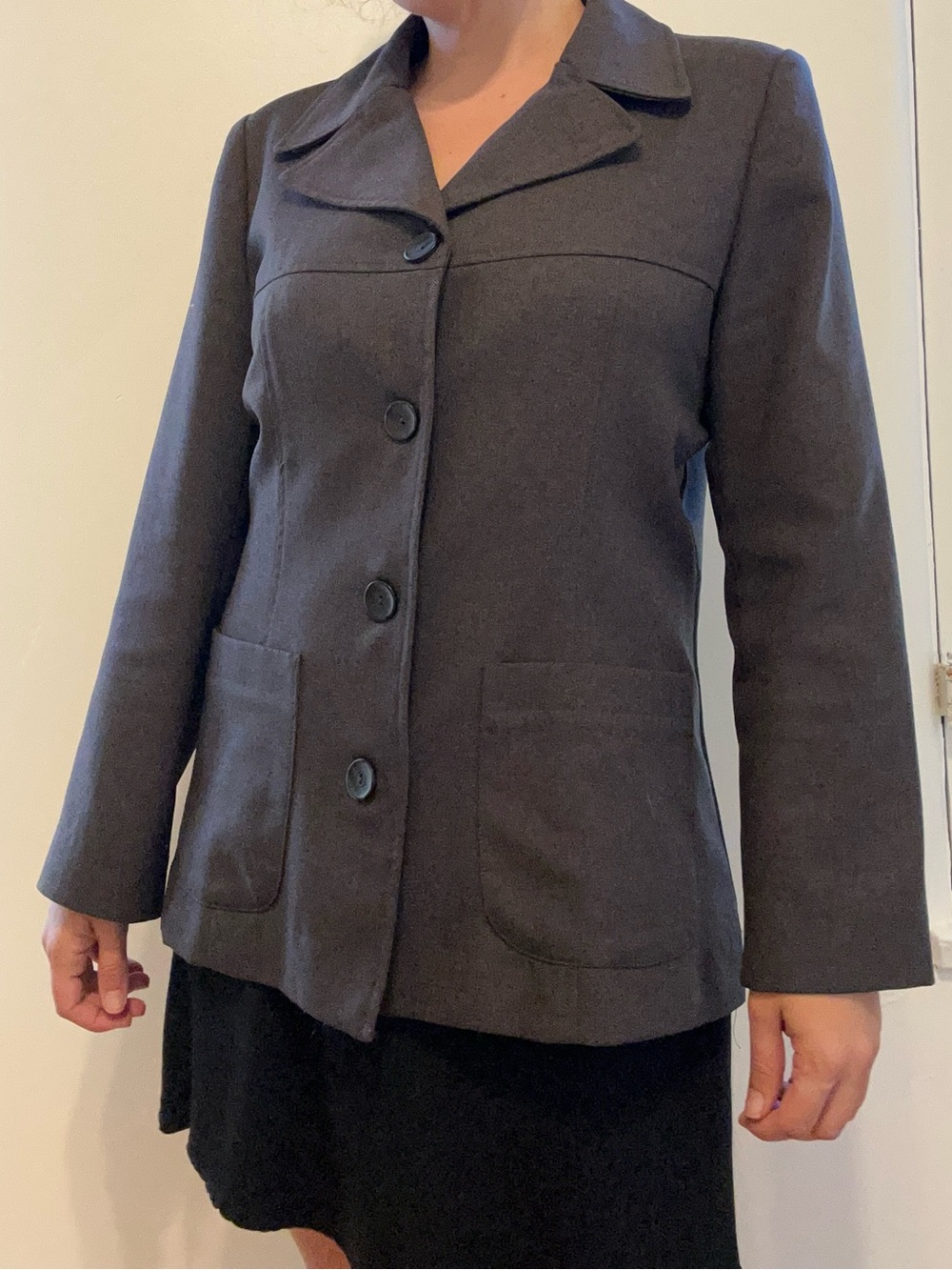 Classic Women's Dark Gray Button-Front Jacket